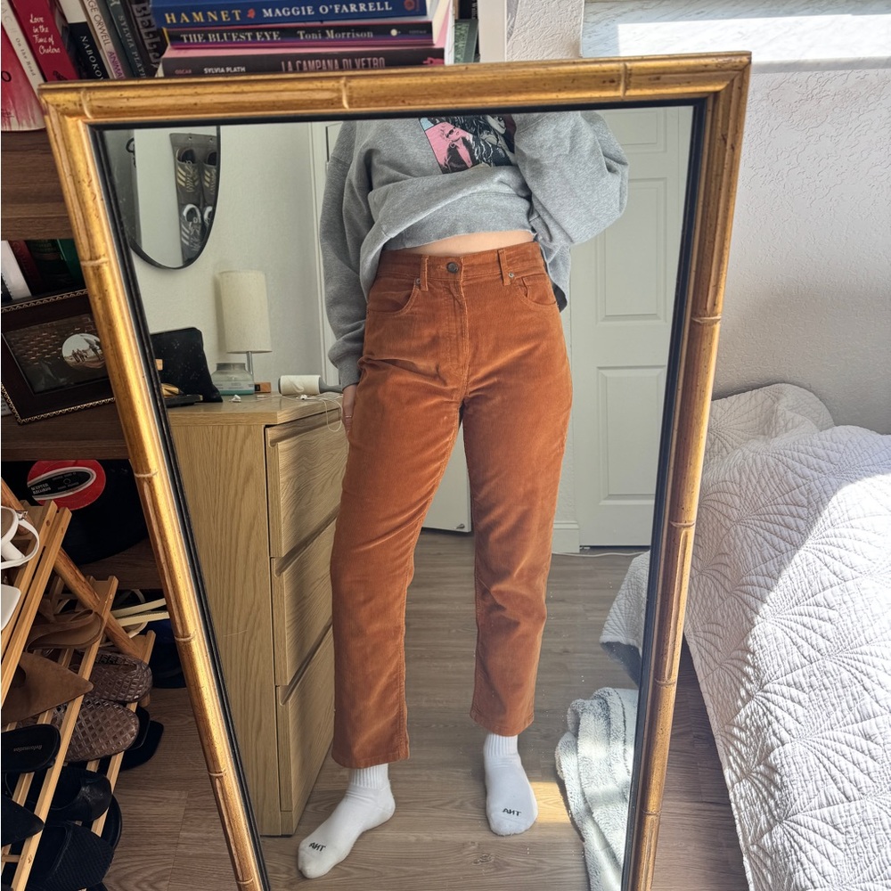 Everlane Boho Retro High-Rise Straight‎ Leg Rust Brown Corduroy Pants- Size 29